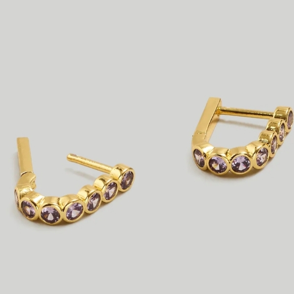 Madewell Jewelry - ❤️Madewell❤️ Tennis Collection Bezel Set Earrings💥Pale Gold 💥Academy Purple